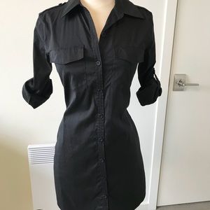 Black cotton shirt dress